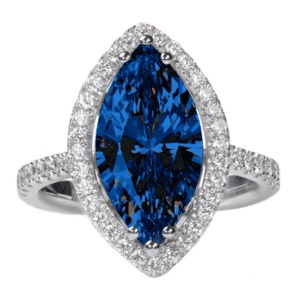espectacular anillo de diamantes y zafiro